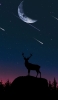 📱月 丘の上の鹿と流星 iPhone 14 Pro 壁紙・待ち受け
