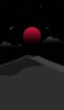 📱赤い太陽 流星 黒い山のイラスト iPhone 14 Pro 壁紙・待ち受け