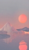 📱夕日と雪山のイラスト iPhone 14 Plus 壁紙・待ち受け