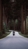 📱森の中の道路を走るバイク iPhone 14 Pro Max 壁紙・待ち受け
