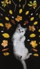 📱寝そべる猫と葉っぱ Google Pixel 7 Pro 壁紙・待ち受け