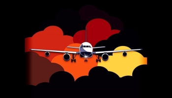📱飛行機と赤い雲 Google Pixel 6a 壁紙・待ち受け