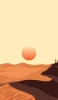 📱砂漠と赤い夕陽のイラスト Xperia 5 IV 壁紙・待ち受け