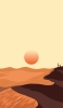 📱夕日と砂漠のイラスト iPhone 14 壁紙・待ち受け