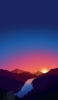 📱綺麗な夜空と夕日と茶色い山と森と川 iPhone 14 Pro 壁紙・待ち受け