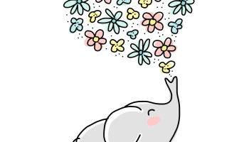 📱象と花のイラスト iPhone 14 Plus 壁紙・待ち受け