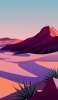 📱青空と山と荒れた土地のイラスト iPhone 14 壁紙・待ち受け