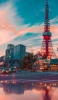 📱夕暮れ時の東京タワー Google Pixel 7 壁紙・待ち受け
