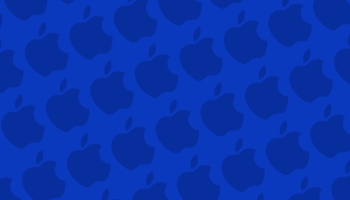 📱ビビッド・ブルー アップルのロゴ パターン iPhone 14 Plus 壁紙・待ち受け