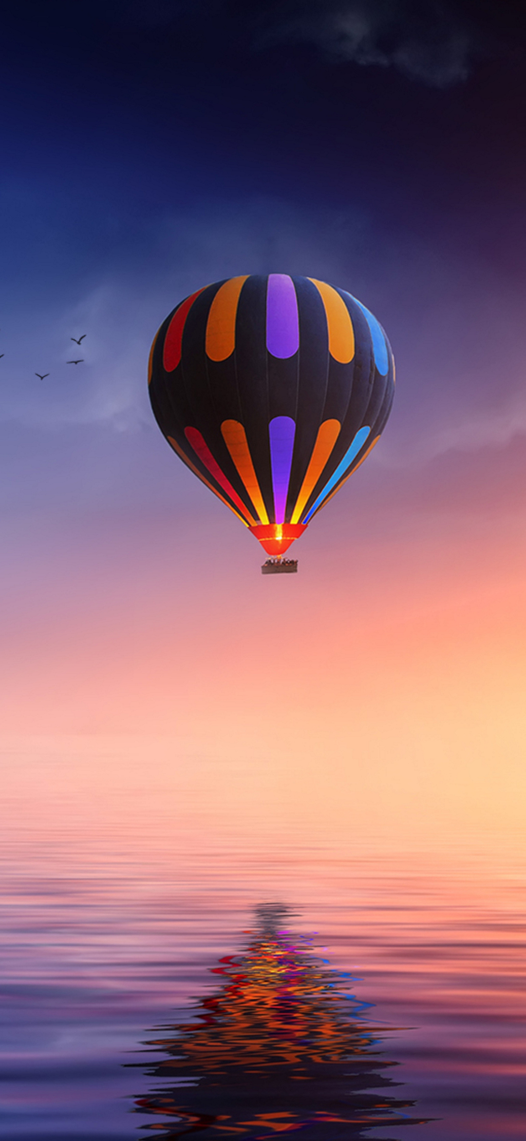 夜明け 空飛ぶ綺麗な気球 Google Pixel 5 Android スマホ壁紙 待ち受け スマラン