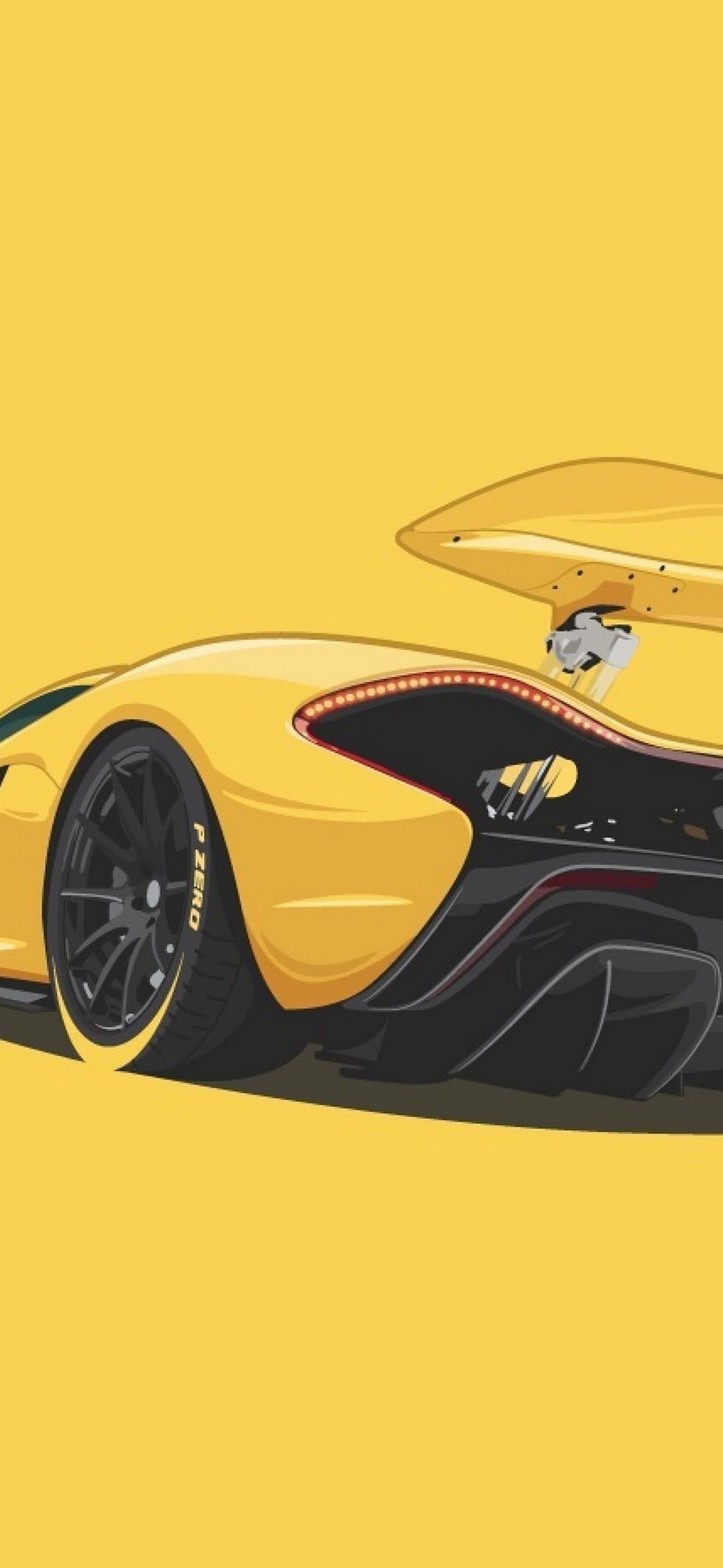黄色い背景 黄色のスポーツカー イラスト Google Pixel 4a Android 壁紙 待ち受け スマラン