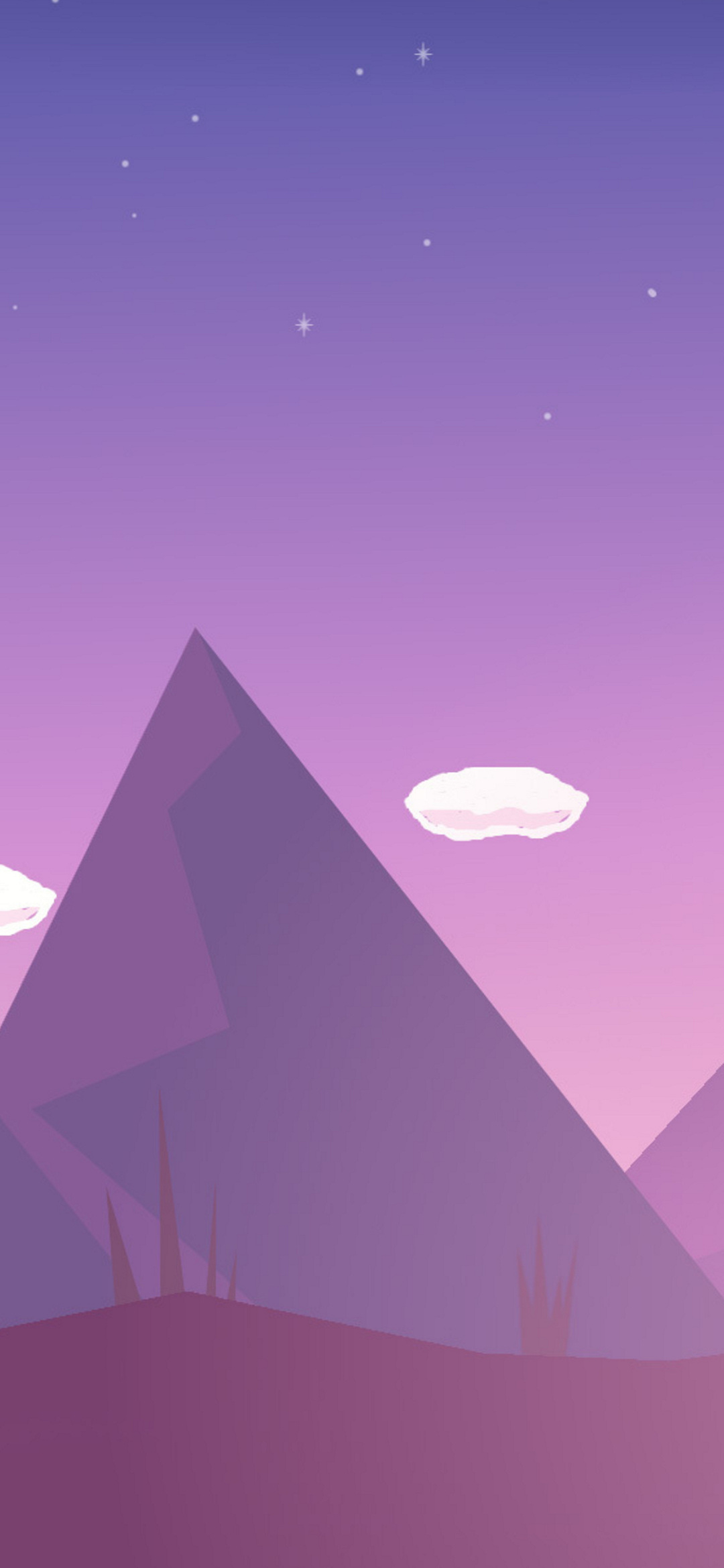 紫 ピラミッド 砂漠 星空 イラスト Galaxy A30 Android スマホ壁紙 待ち受け スマラン