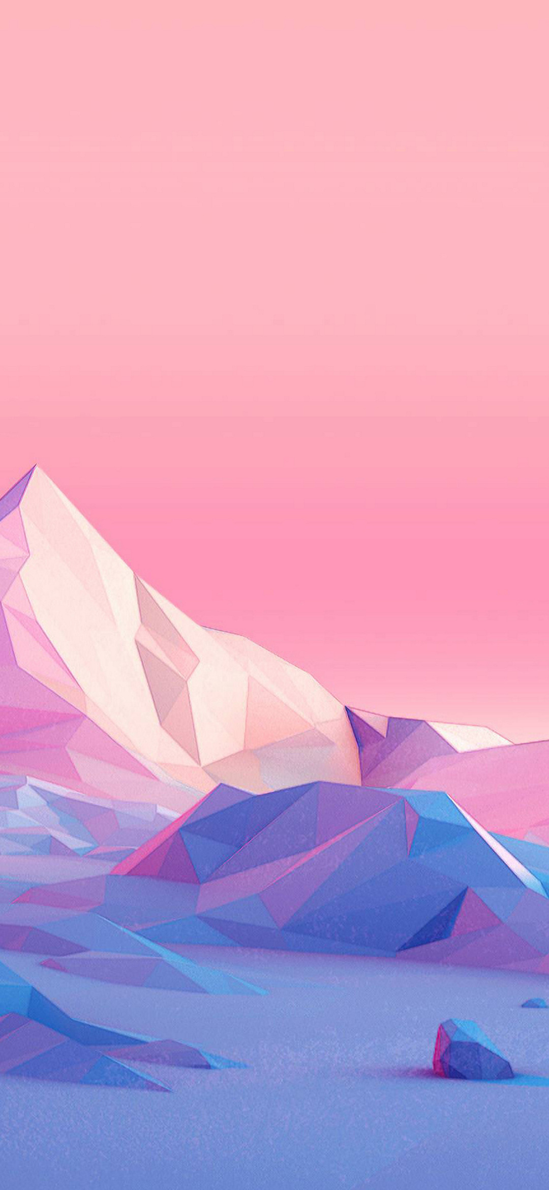 ピンクの綺麗な空 青とピンクのポリゴンの自然 Google Pixel 4a Android 壁紙 待ち受け スマラン