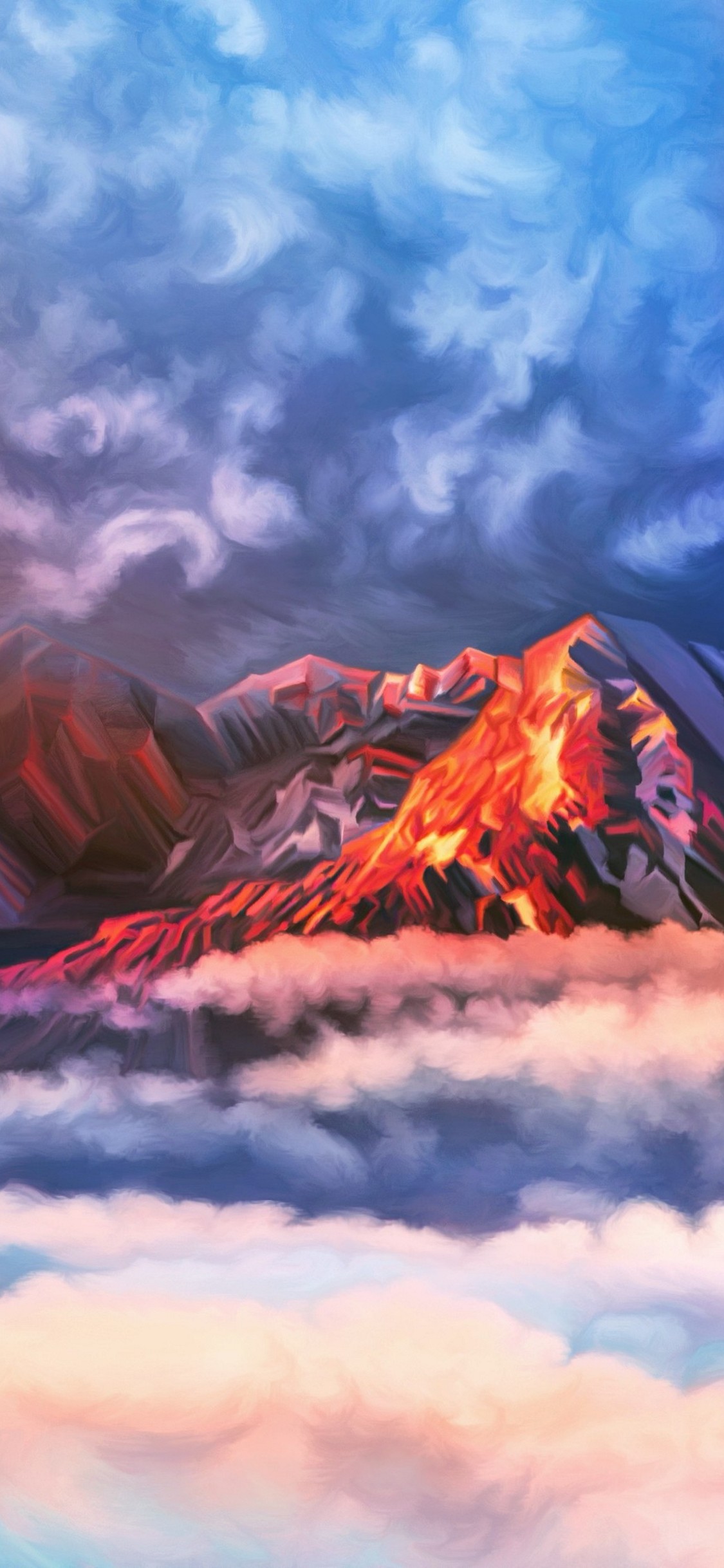 煙立ち込める火山のイラスト Iphone Xs スマホ壁紙 待ち受け スマラン