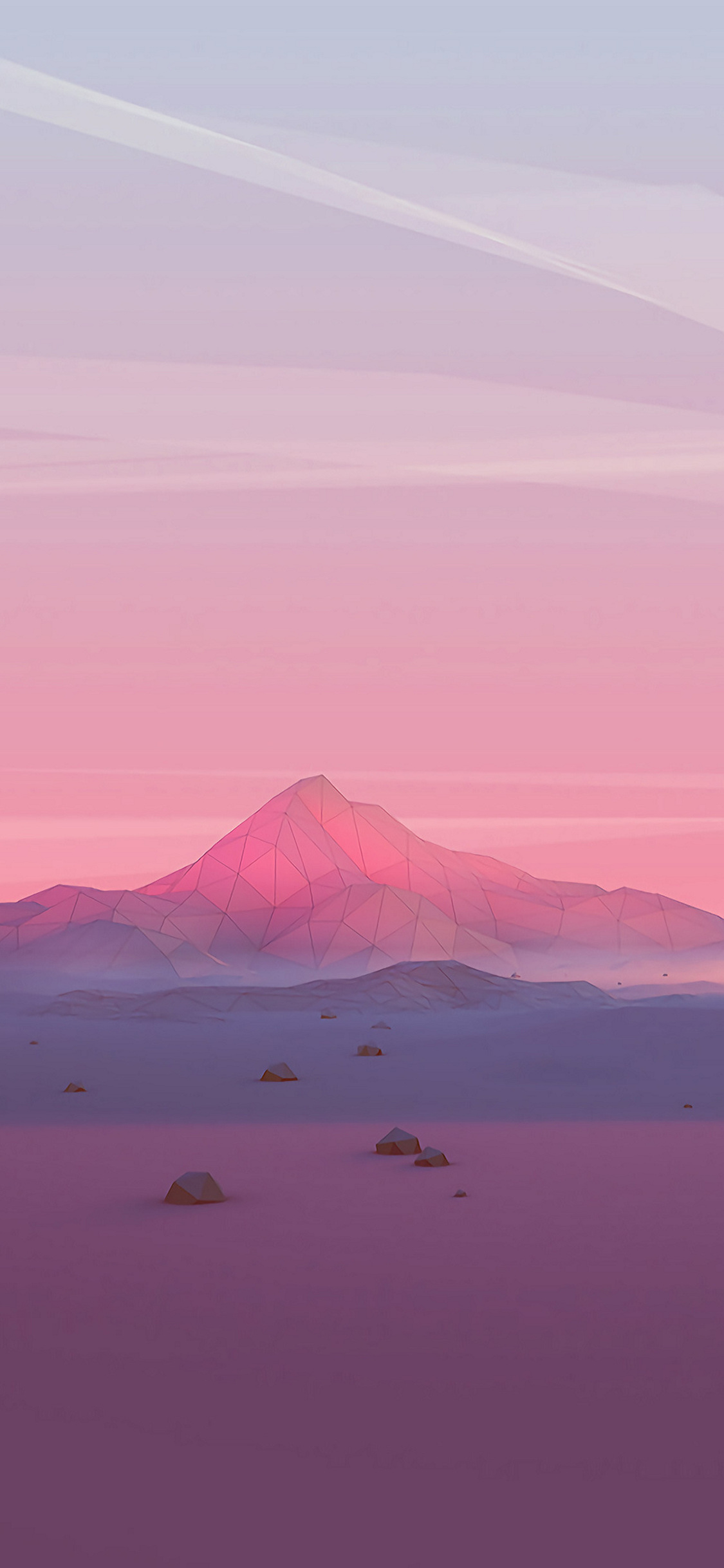 赤みがかったポリゴンの山と風景 Iphone 11 Pro スマホ壁紙 待ち受け スマラン