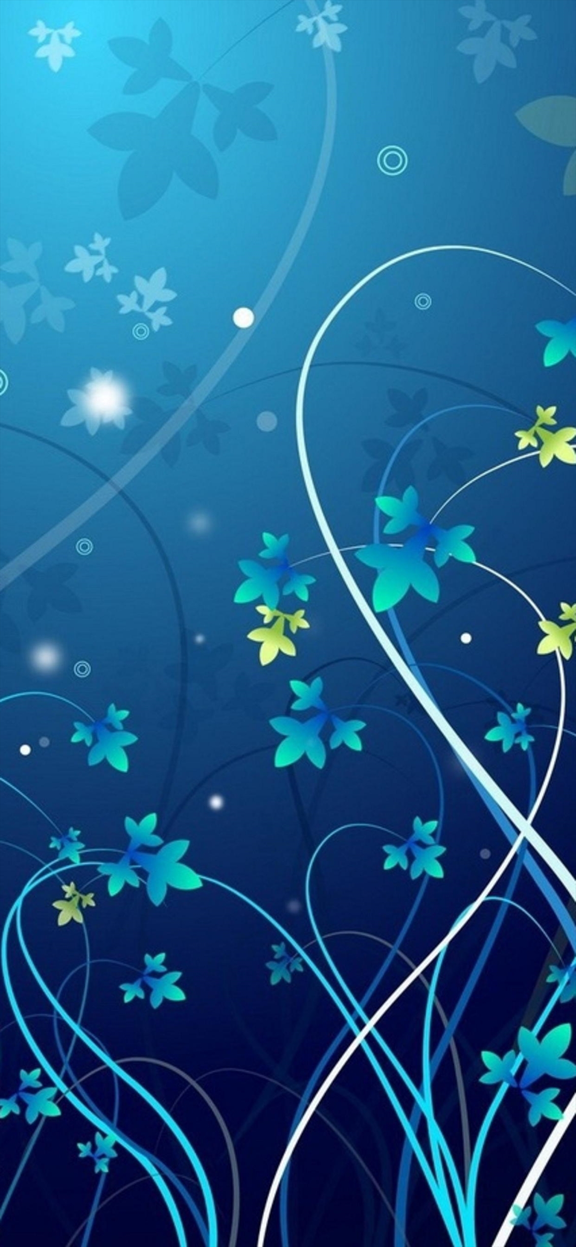 青いグラデーション 花のイラスト Iphone 12 Pro スマホ壁紙 待ち受け スマラン