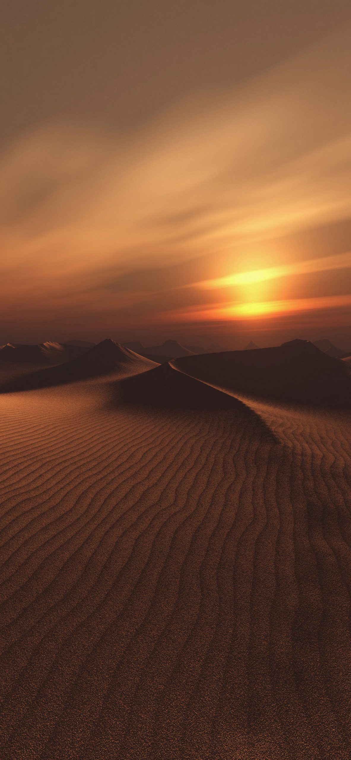 夕焼けと綺麗な砂漠 Iphone Xs Max スマホ壁紙 待ち受け スマラン