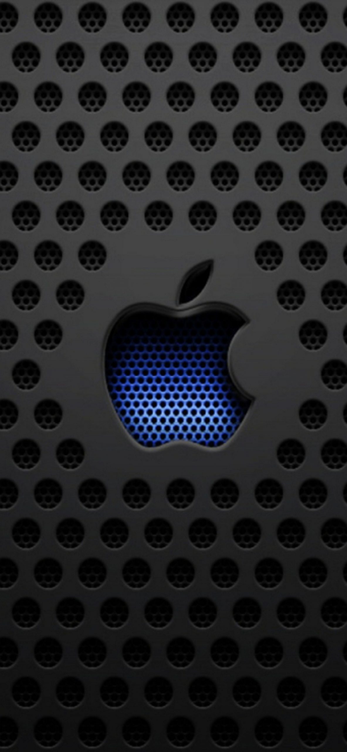 青い林檎マーク 黒の穴の開いたメタル Iphone 12 Pro Max スマホ壁紙 待ち受け スマラン
