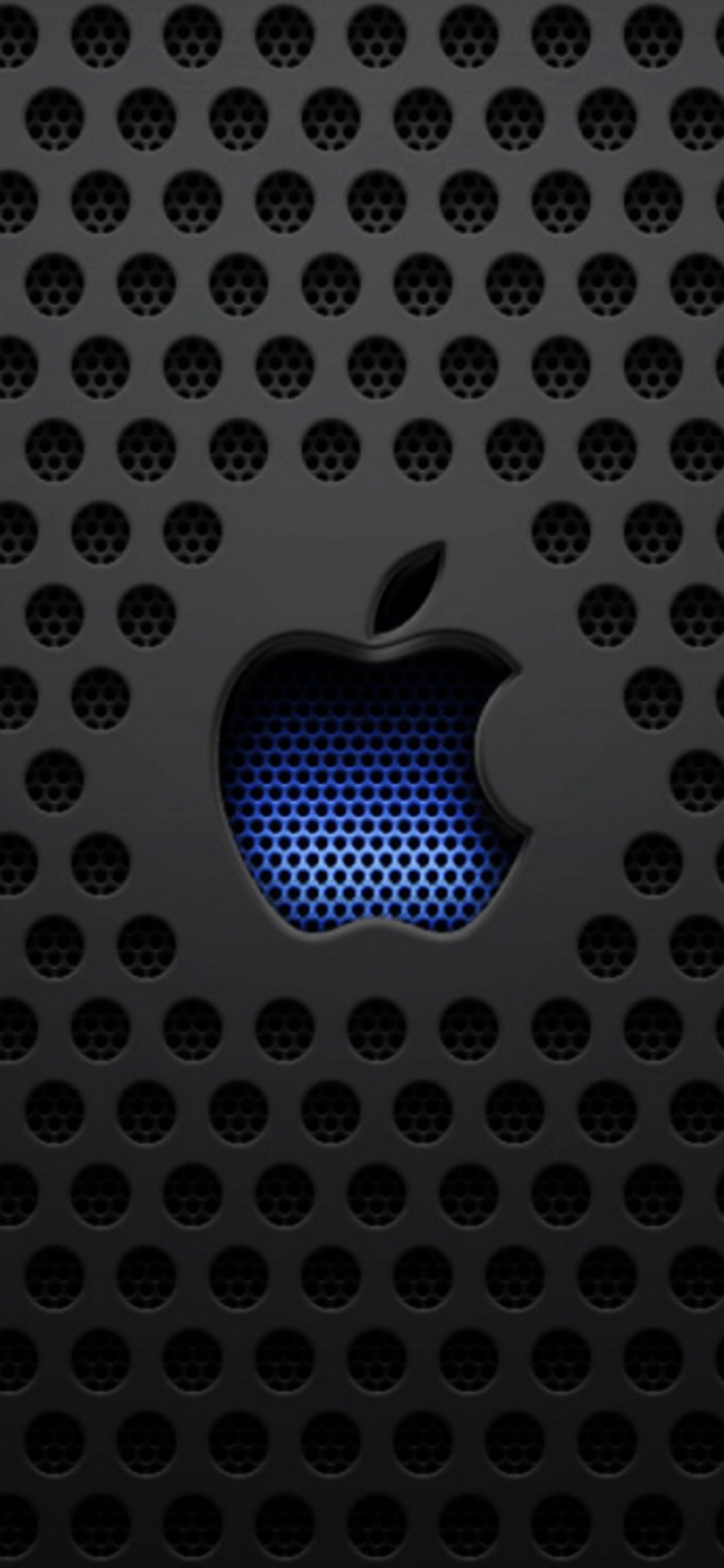 黒いメタル 青のアップルのロゴ Iphone 11 Pro Max スマホ壁紙 待ち受け スマラン