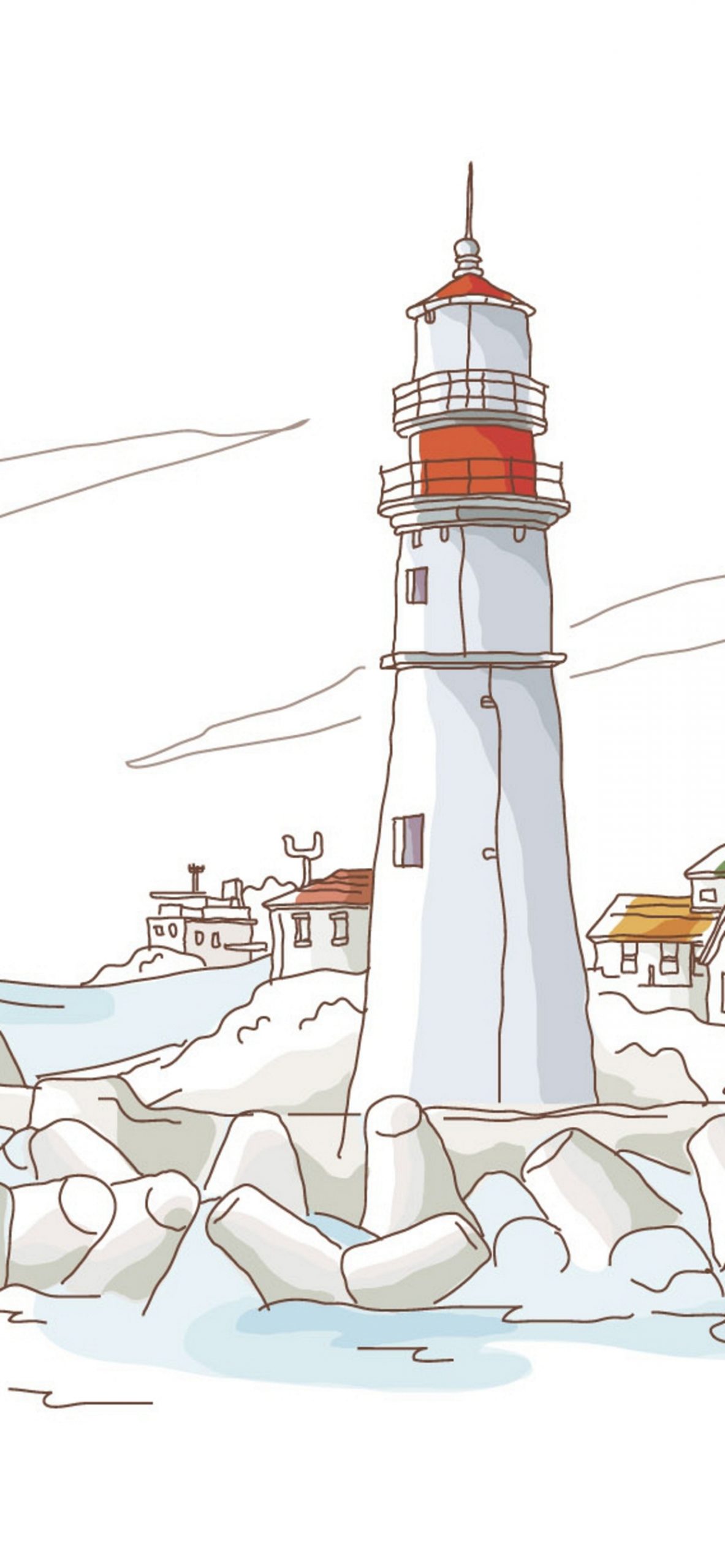 海辺の灯台のイラスト Iphone Xs Max スマホ壁紙 待ち受け スマラン