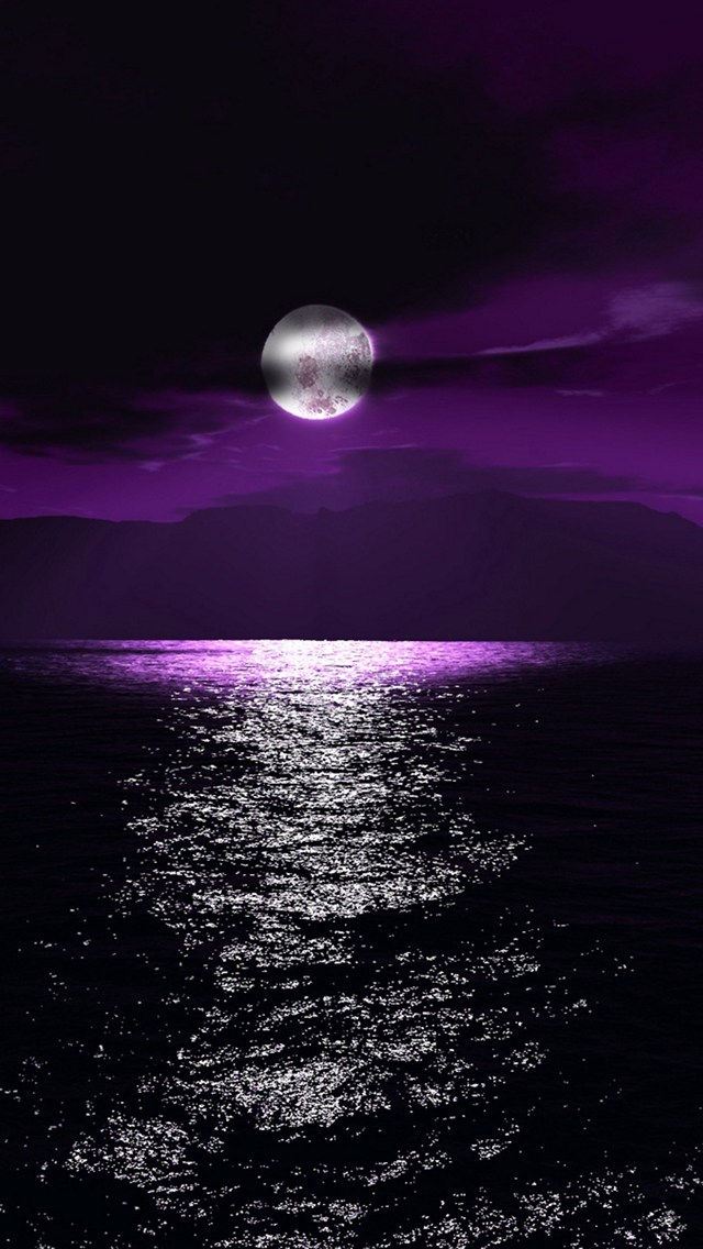 紫の月 海 Iphone 5 壁紙 待ち受け スマラン