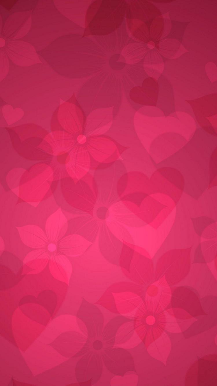 ピンクの花とハートのアート Iphone 6 スマホ壁紙 待ち受け スマラン