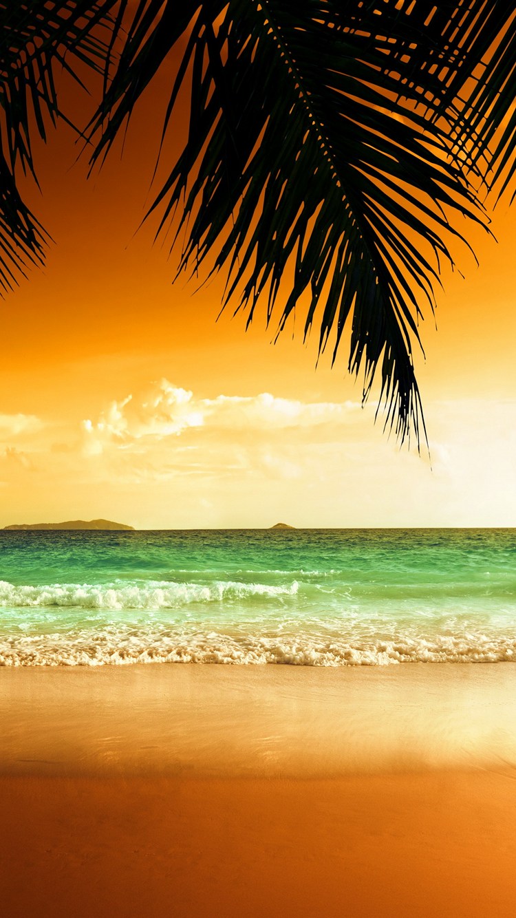 砂浜 エメラルドの海と黄金色のビーチ Iphone 6s スマホ壁紙 待ち受け スマラン