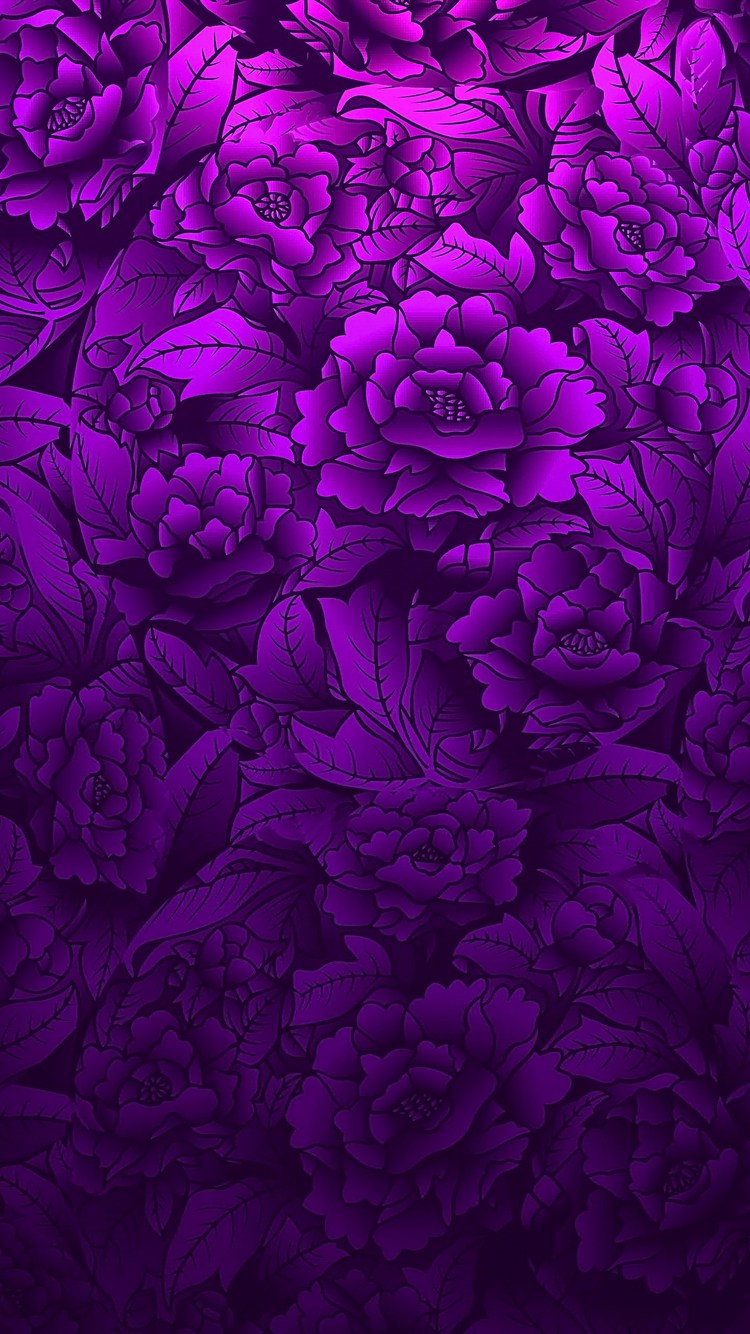 画面いっぱいの紫の薔薇のイラスト Iphone 8 スマホ壁紙 待ち受け スマラン