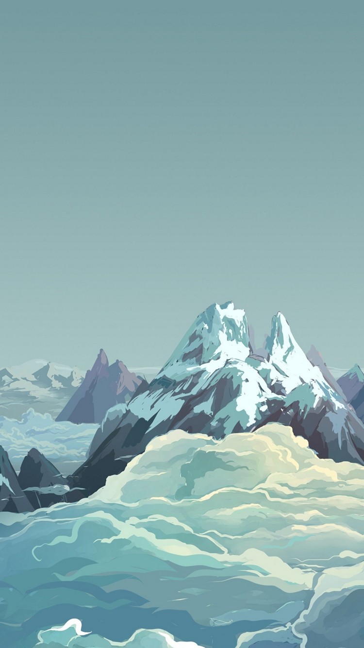 雪山と雲のイラスト Iphone 6 スマホ壁紙 待ち受け スマラン