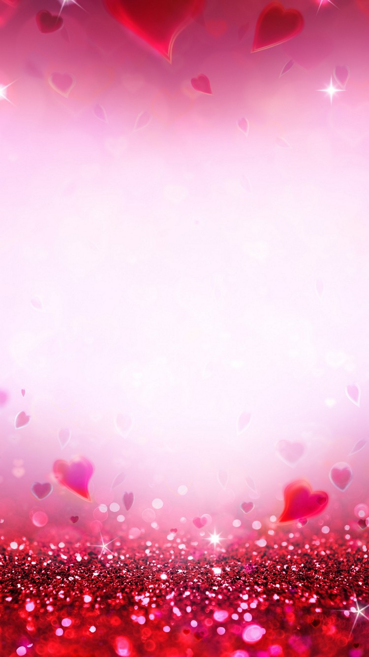 キュート 可愛いピンクのハートとキラキラ Iphone 7 壁紙 待ち受け Sumaran
