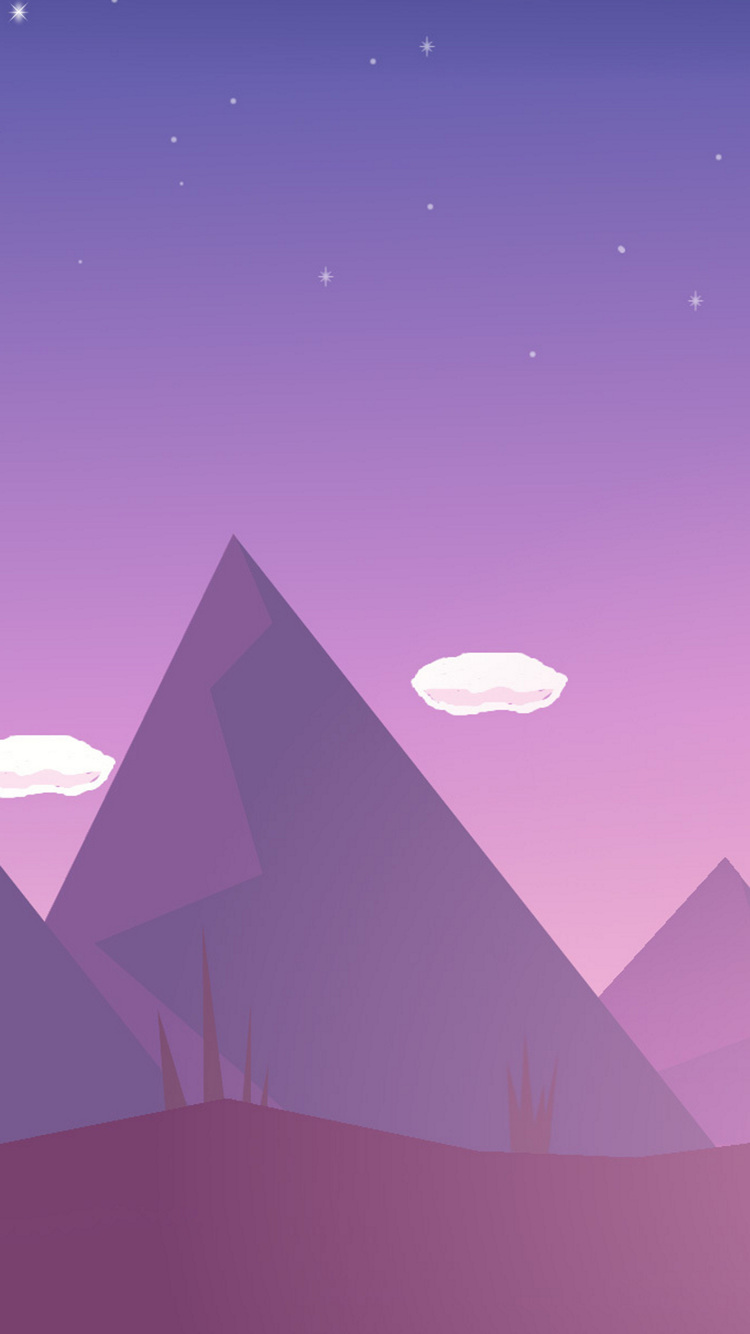 紫 ピラミッドと夜空のイラスト Iphone 7 スマホ壁紙 待ち受け スマラン