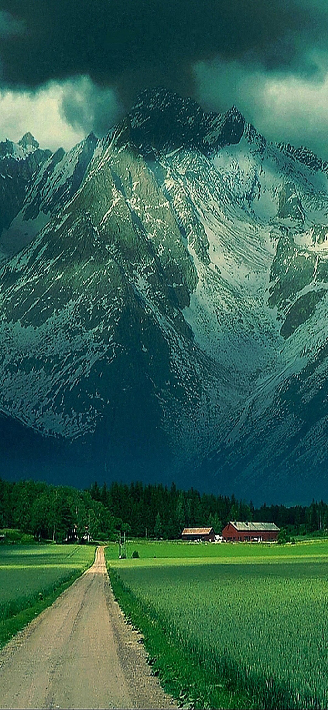 煙立ち込める山と田舎の風景 Redmi Note 9t Androidスマホ壁紙 待ち受け スマラン