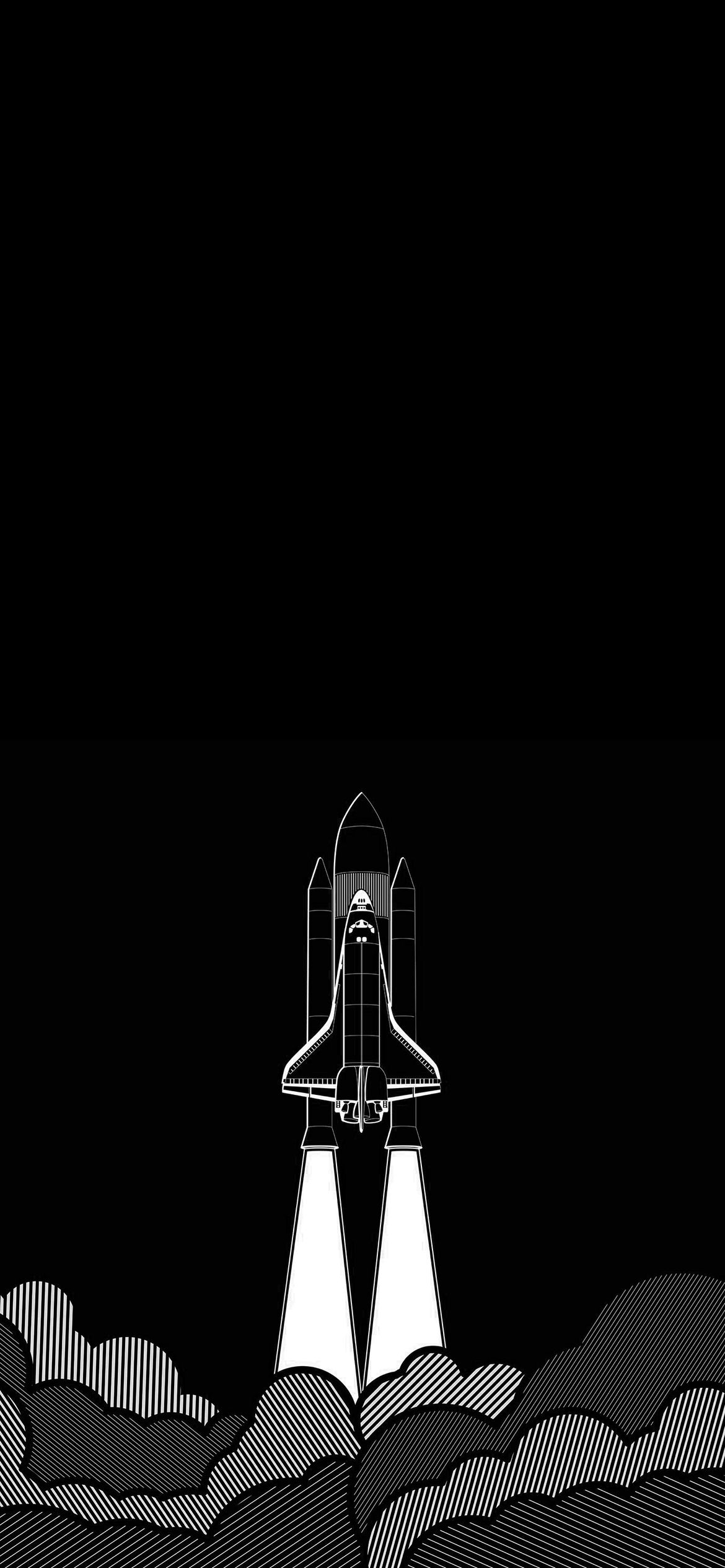 黒白 スペースシャトル 発射 Iphone 12 Pro スマホ壁紙 待ち受け スマラン