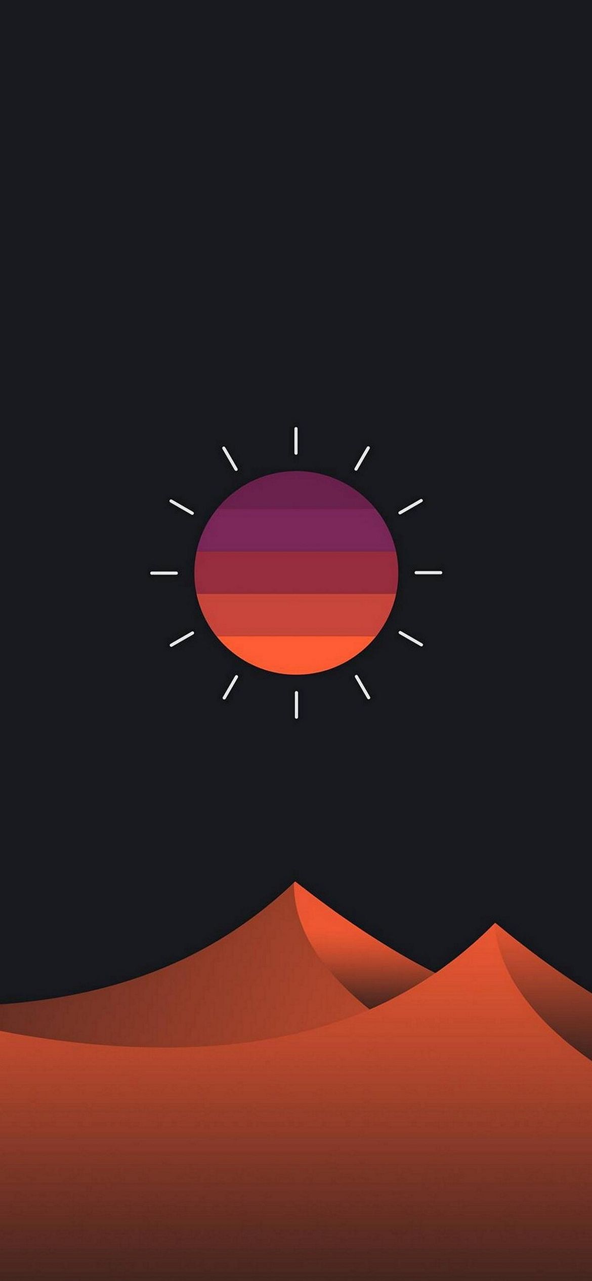カラフルな太陽と砂漠 イラスト Iphone 12 Pro スマホ壁紙 待ち受け スマラン