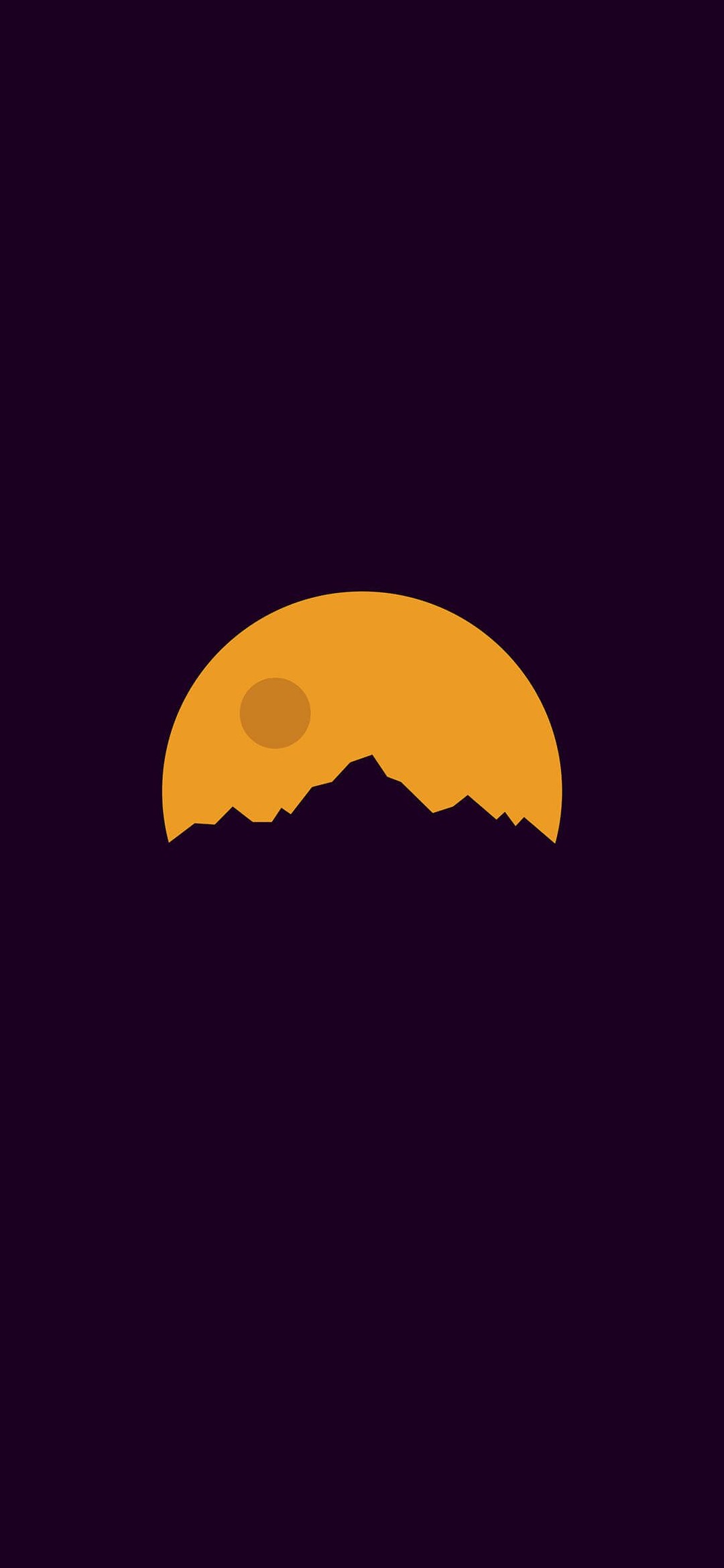 紫の背景 黄色い満月と山 Google Pixel 5 Android 壁紙 待ち受け スマラン