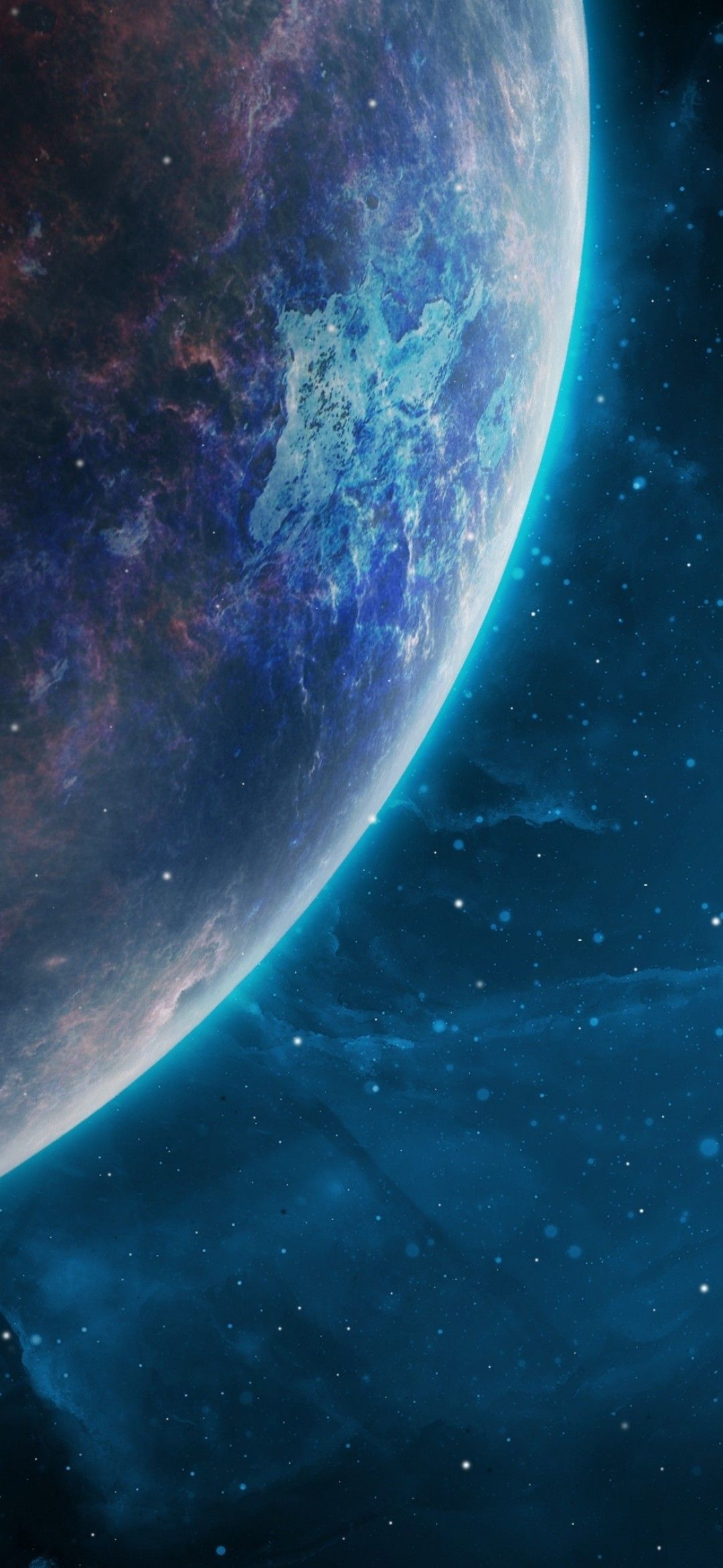 水色の星空と幻想的な地球 Redmagic 5 Android 壁紙 待ち受け Sumaran