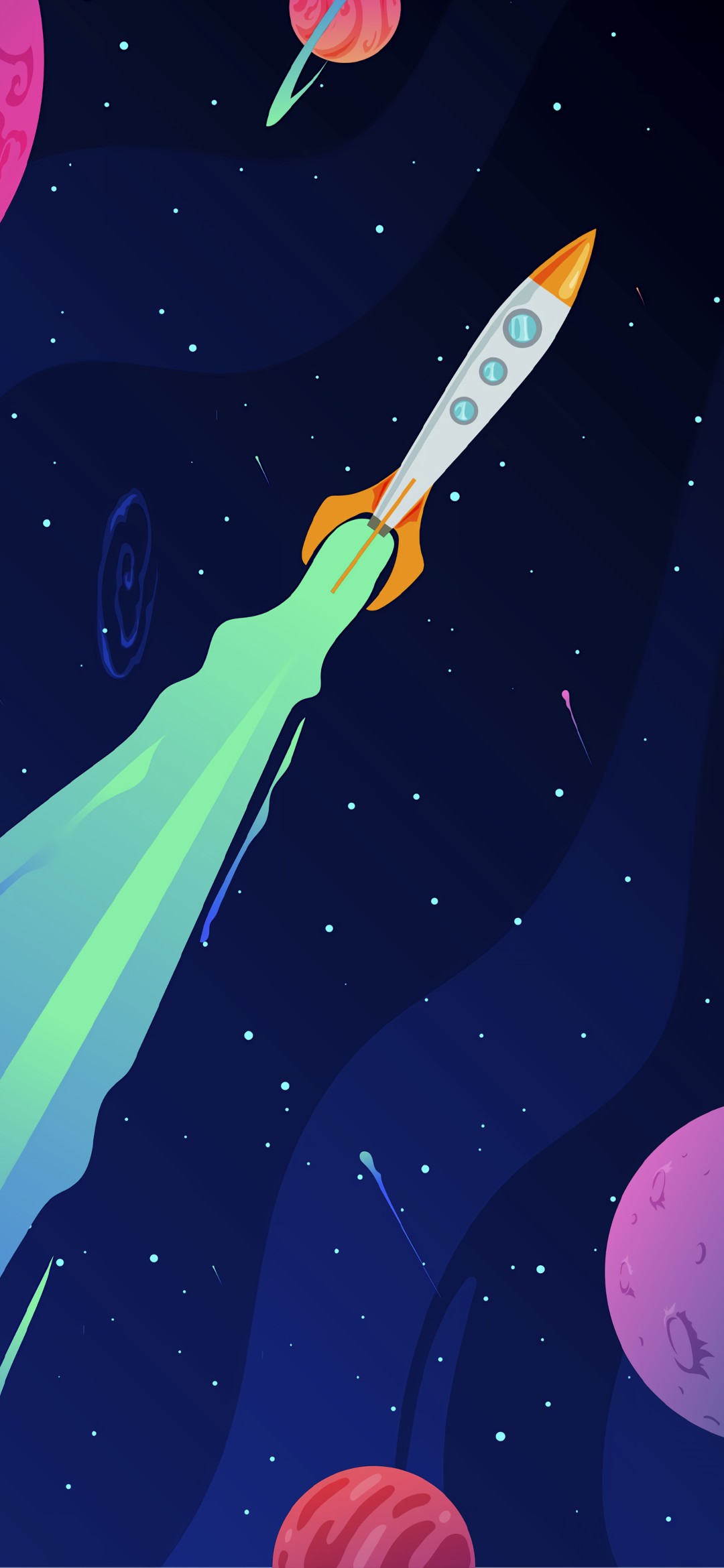 可愛い惑星とロケットのポップアート Redmagic 5 Android スマホ壁紙 待ち受け スマラン