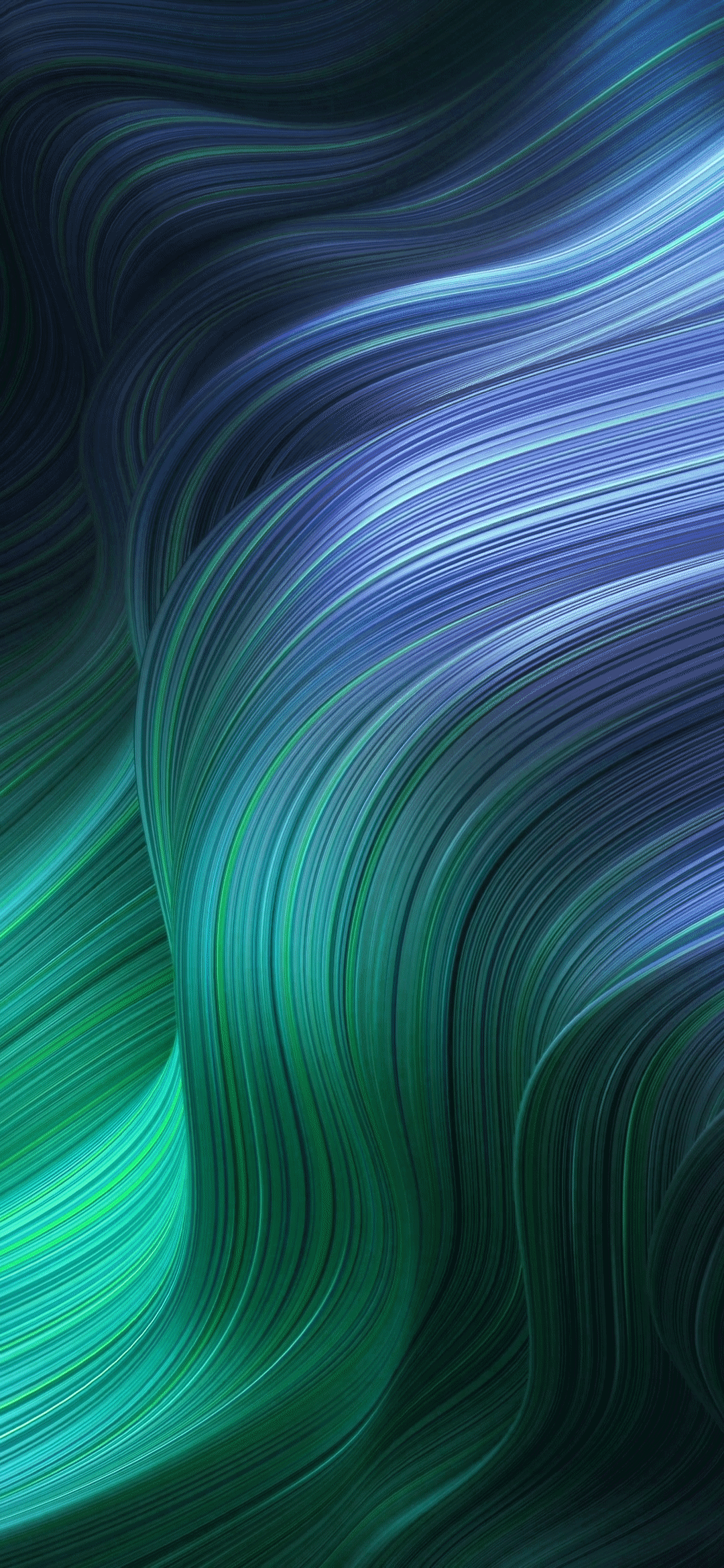 光沢のある青と緑の波線 Rog Phone 3 Android 壁紙 待ち受け Sumaran