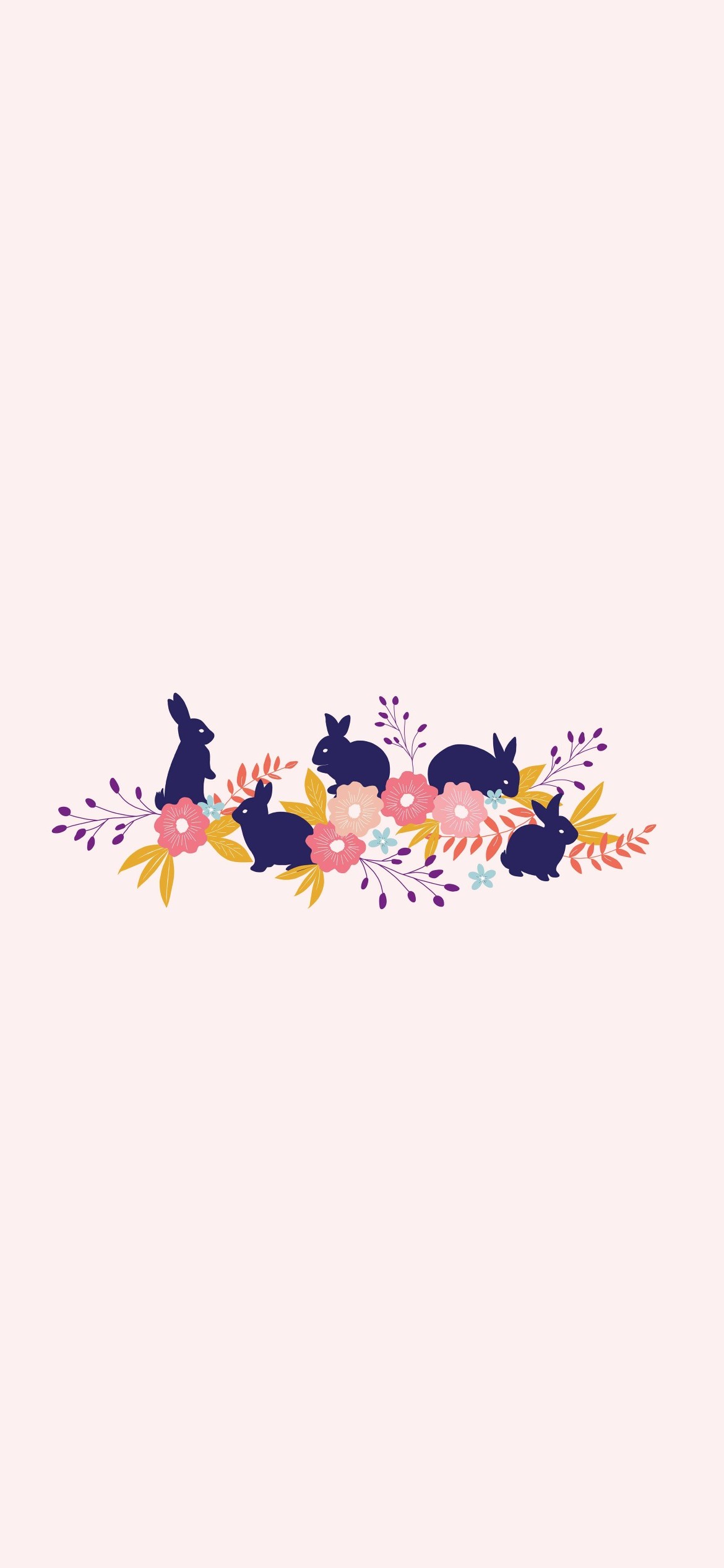 可愛い兎と花のイラスト Iphone 12 Pro 壁紙 待ち受け Sumaran