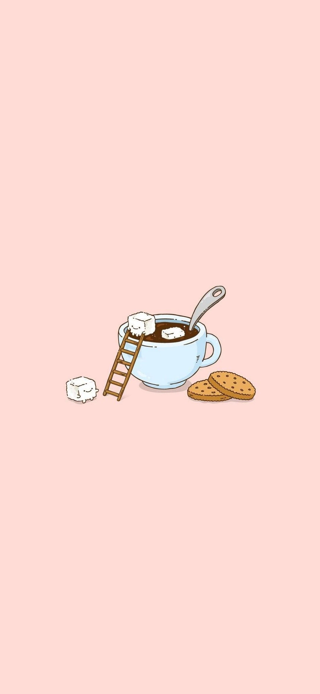 コーヒー クッキー 角砂糖 イラスト Google Pixel 4a 壁紙 待ち受け スマラン