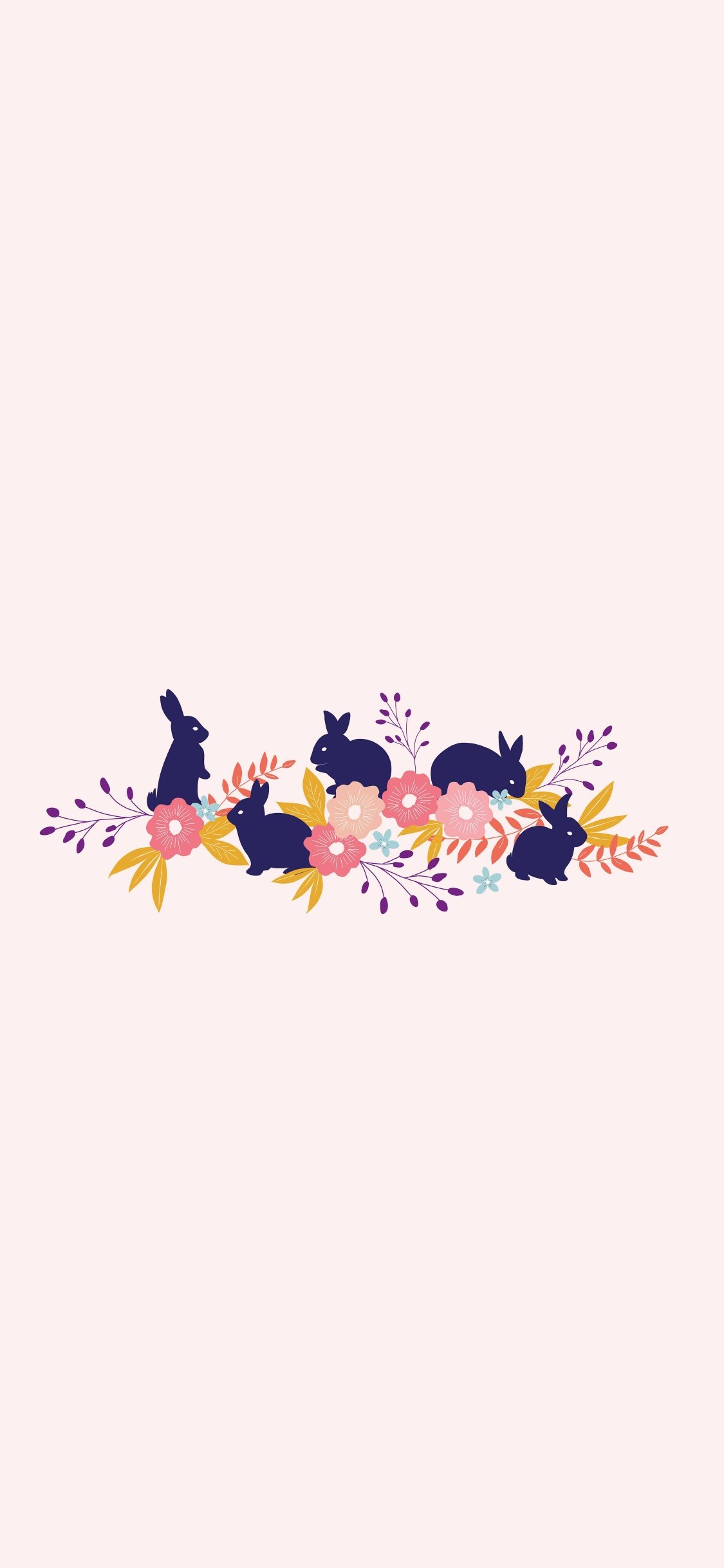可愛い兎と花のイラスト Iphone X 壁紙 待ち受け Sumaran