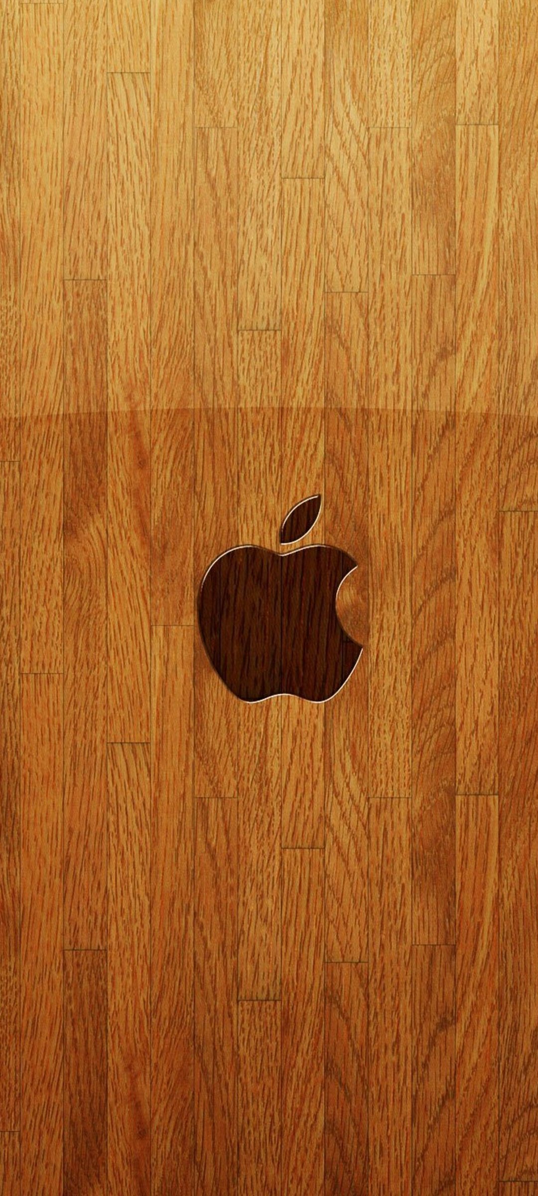 木の板 アップルのロゴ ウッド Redmi Note 9s Androidスマホ壁紙 待ち受け スマラン
