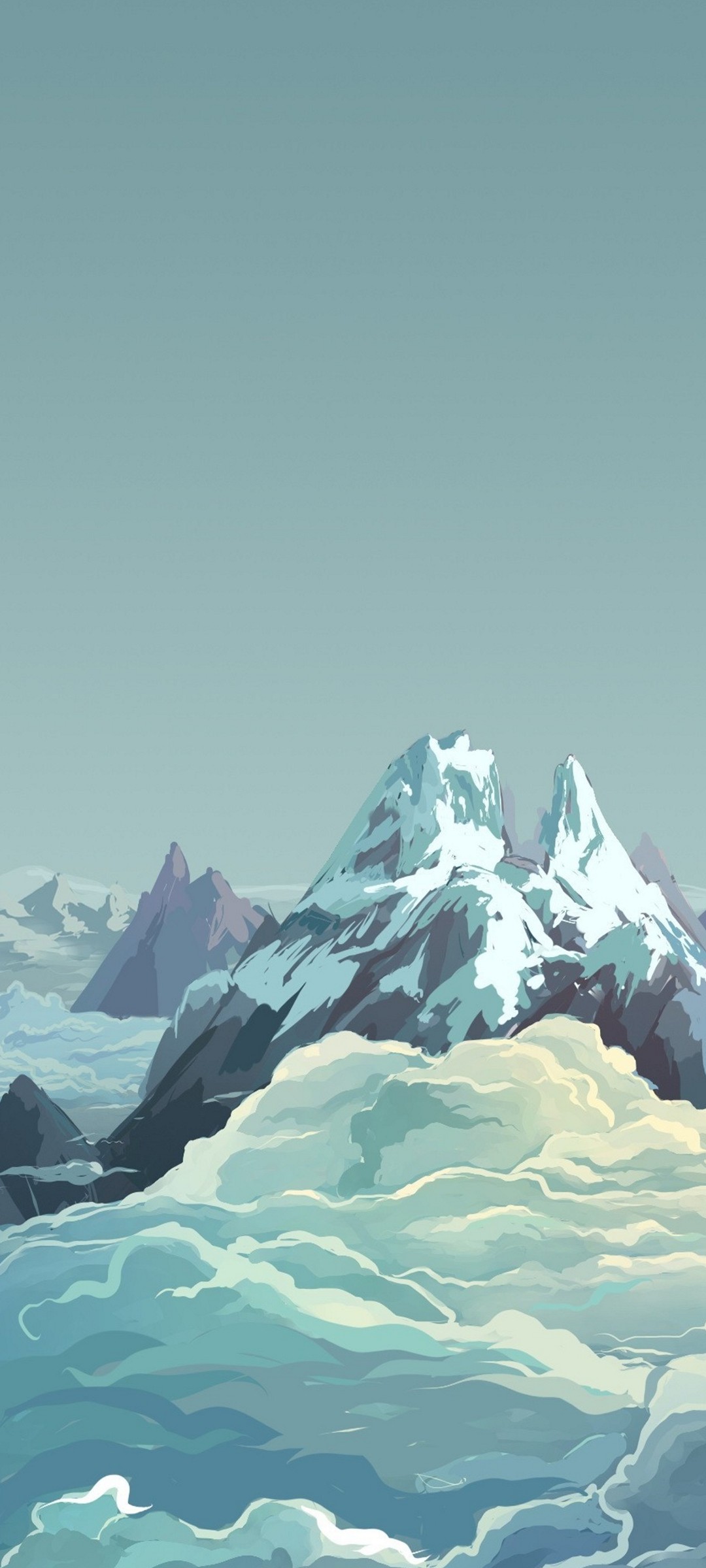 山脈と空と雲のイラスト Zenfone 7 Androidスマホ壁紙 待ち受け スマラン