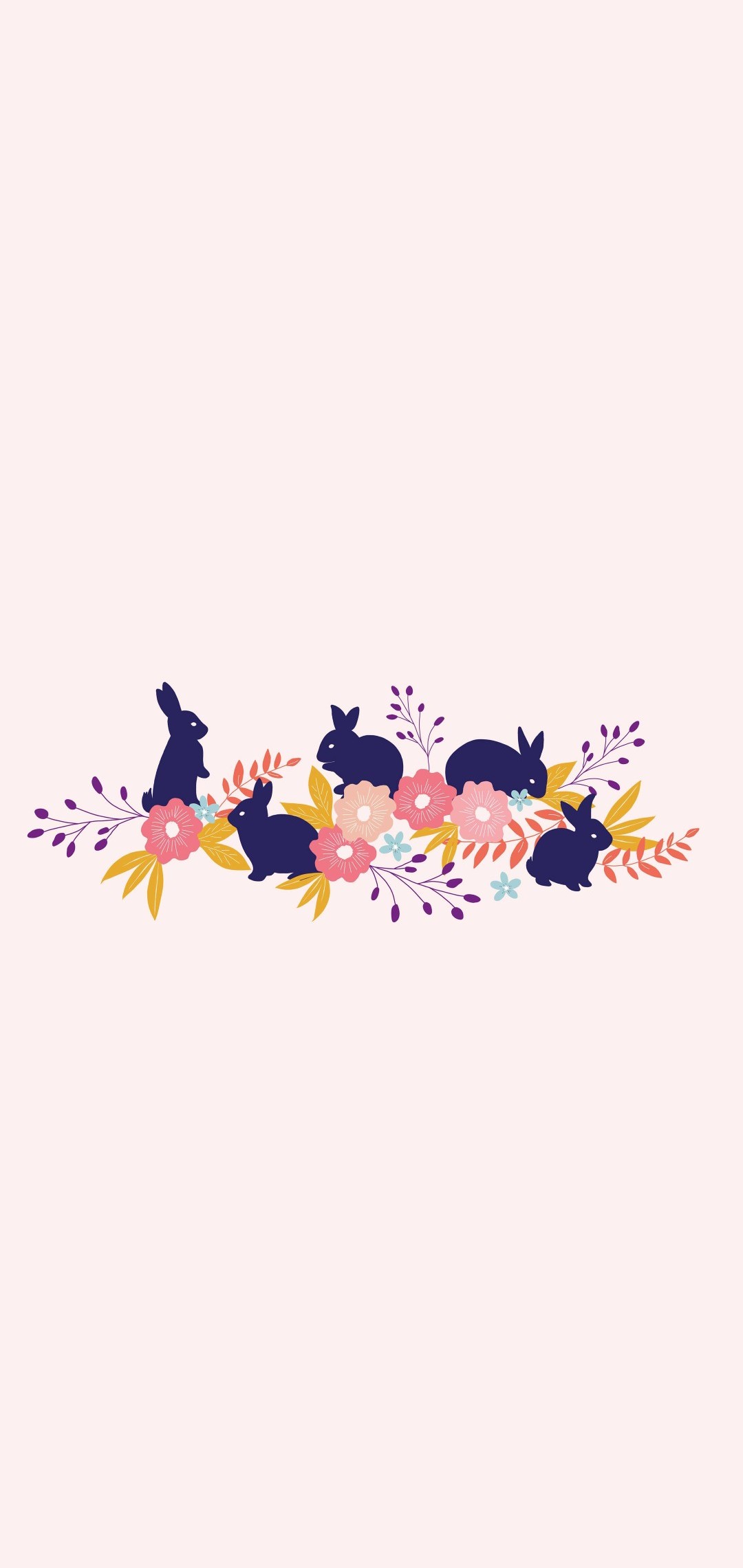 可愛い青い兎 ピンクの花のイラスト Aquos Sense4 Basic Androidスマホ壁紙 待ち受け スマラン