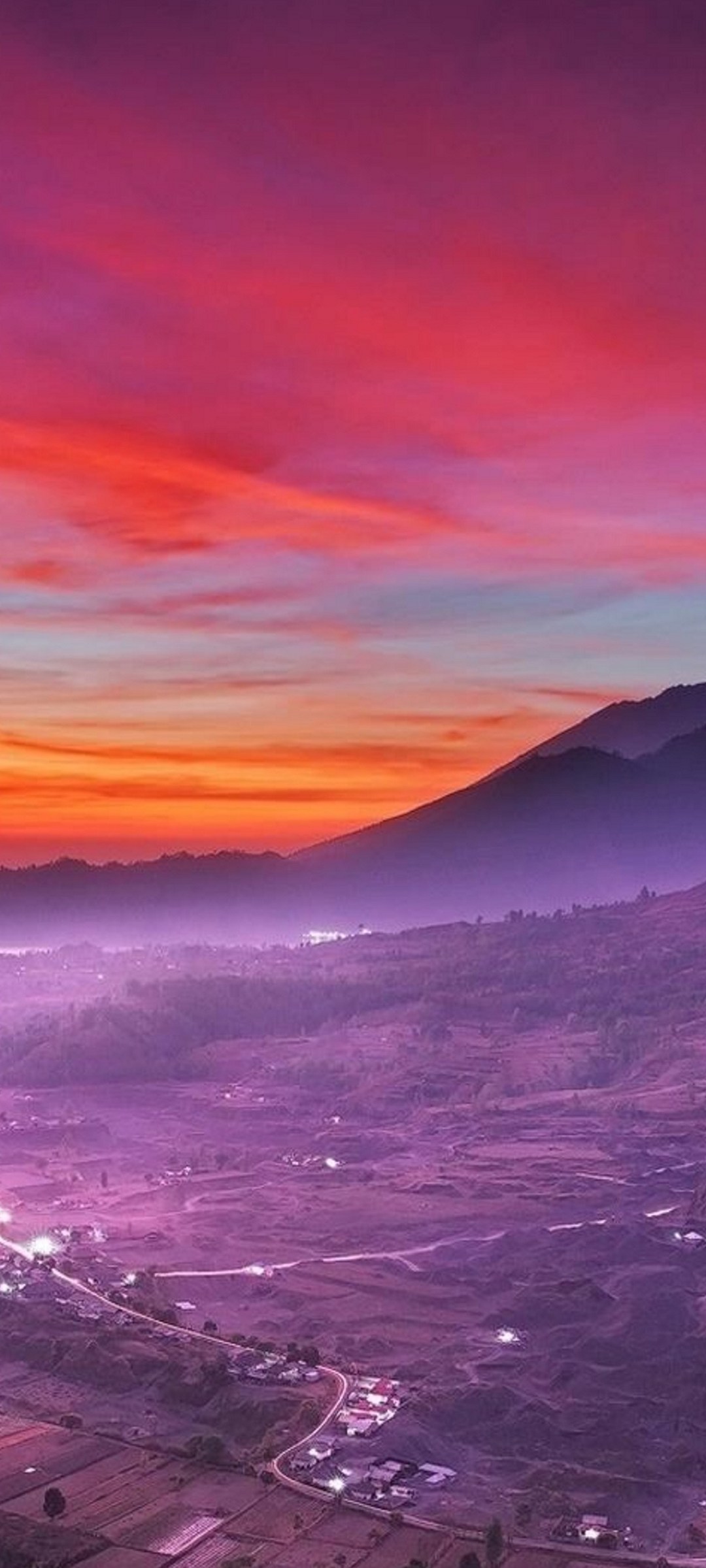 夕日 富士山 麓の街並み Oppo Reno3 5g 壁紙 待ち受け スマラン