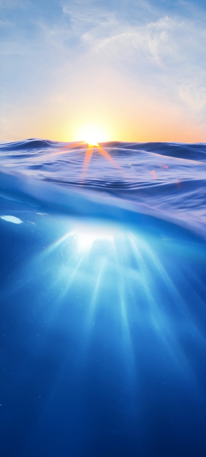 夕日と綺麗な青い海 Moto G9 Play 壁紙 待ち受け スマラン