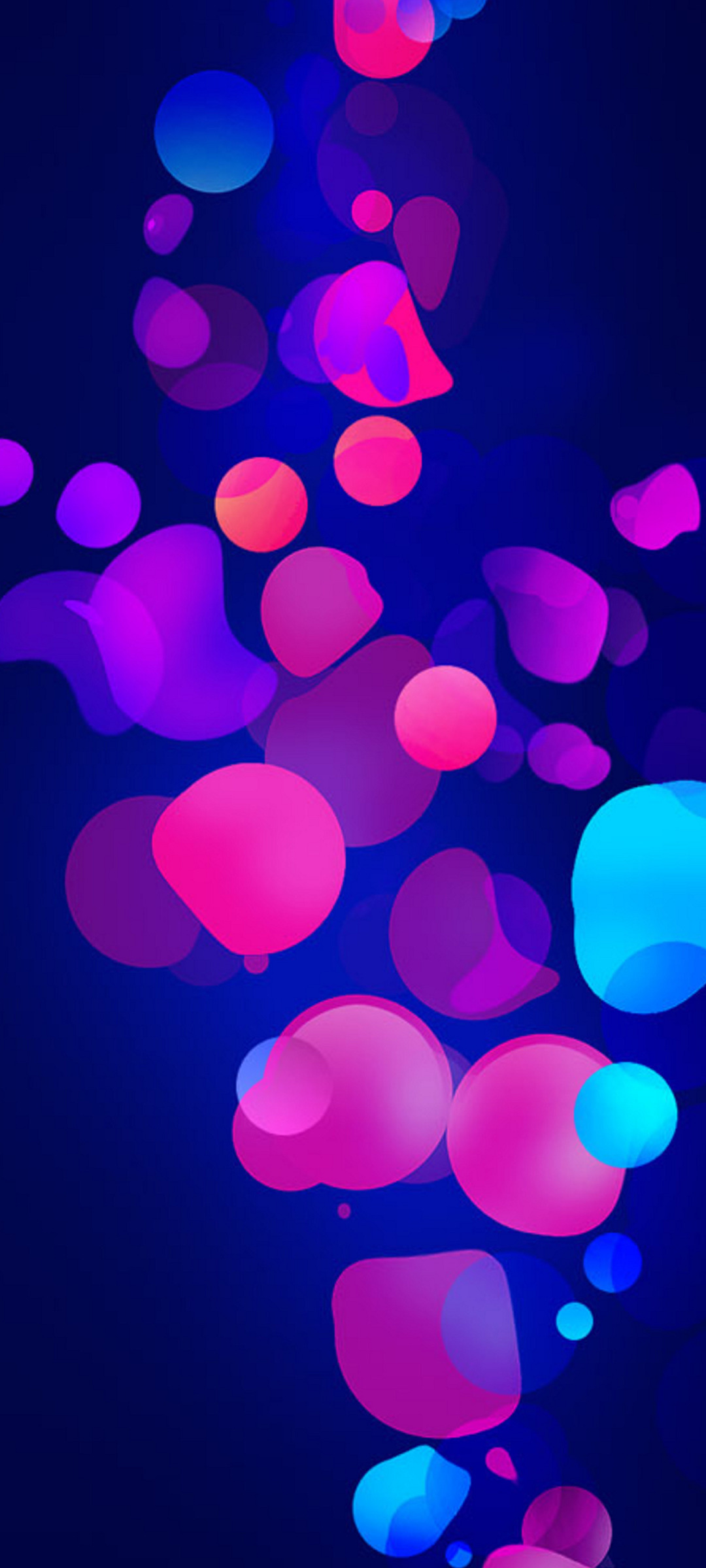 水色 ピンクの泡 暗い青の背景 Oppo 3 Androidスマホ壁紙 待ち受け スマラン
