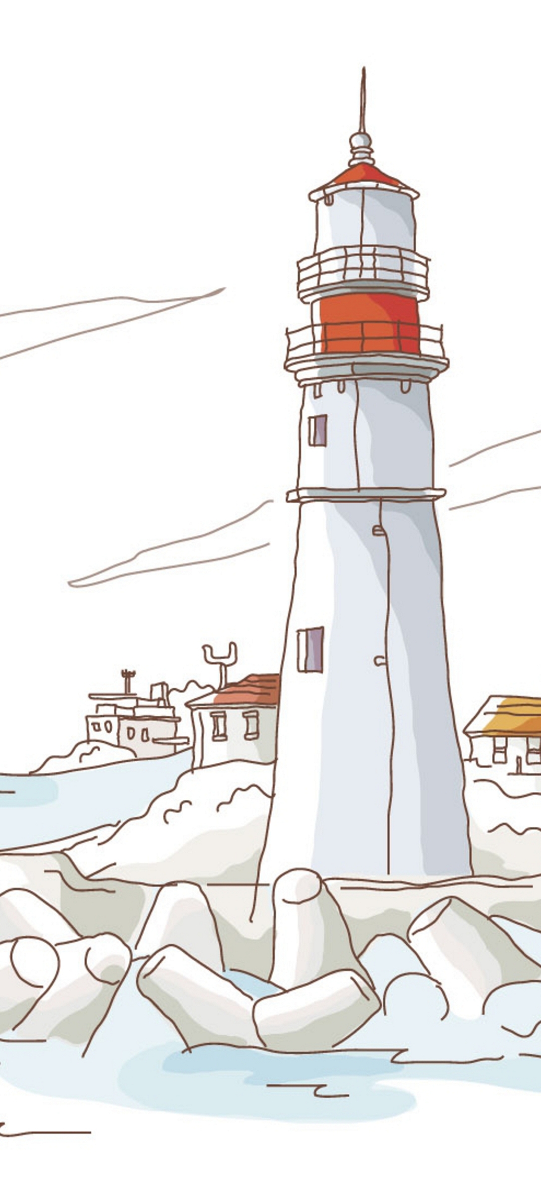 海と灯台のイラスト Galaxy S21 5g Androidスマホ壁紙 待ち受け スマラン