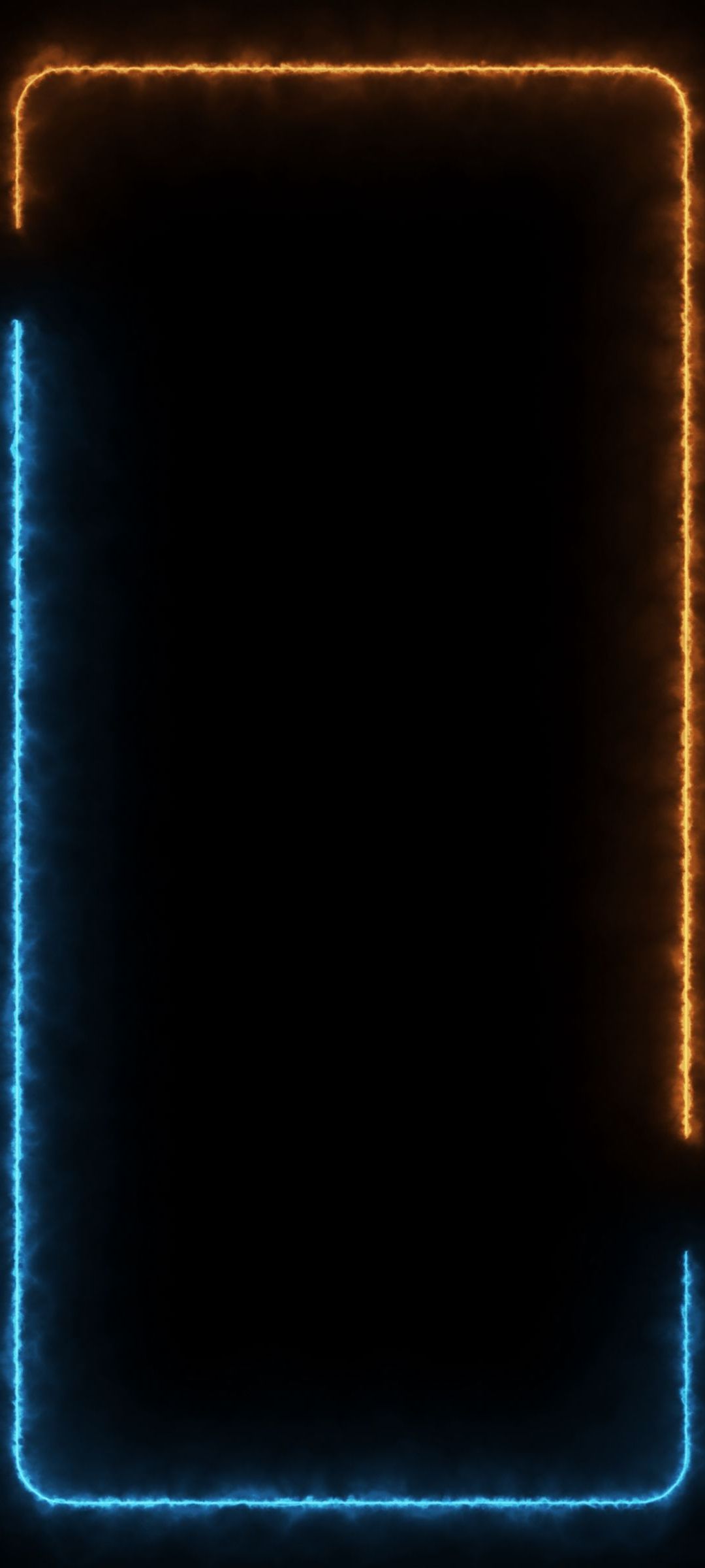 燃えるオレンジ 水色の枠 黒の背景 Zenfone 7 Pro Androidスマホ壁紙 待ち受け スマラン