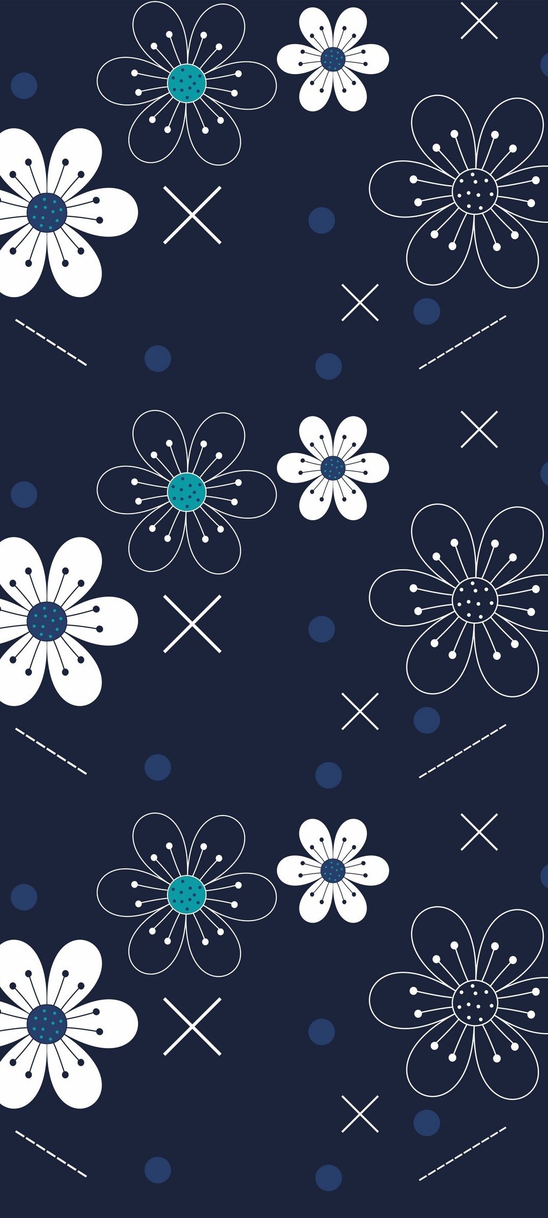 可愛い紺 白の花柄 Redmi Note 10 Pro Androidスマホ壁紙 待ち受け スマラン